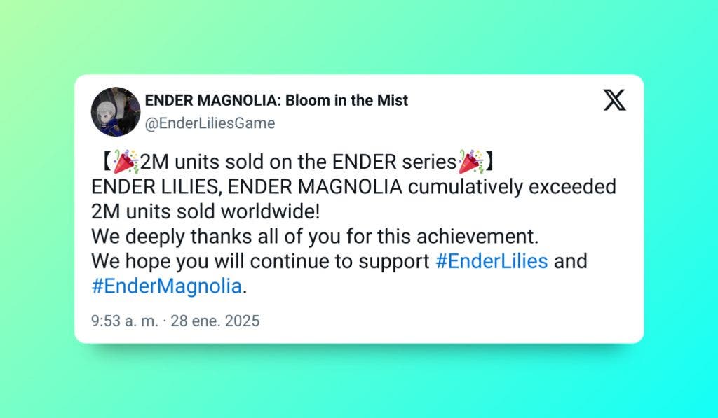 La crítica habló muy bien de él y el público ha respondido: Ender Magnolia: Bloom in the mist ha conseguido vender más de 2 millones de copias 102
