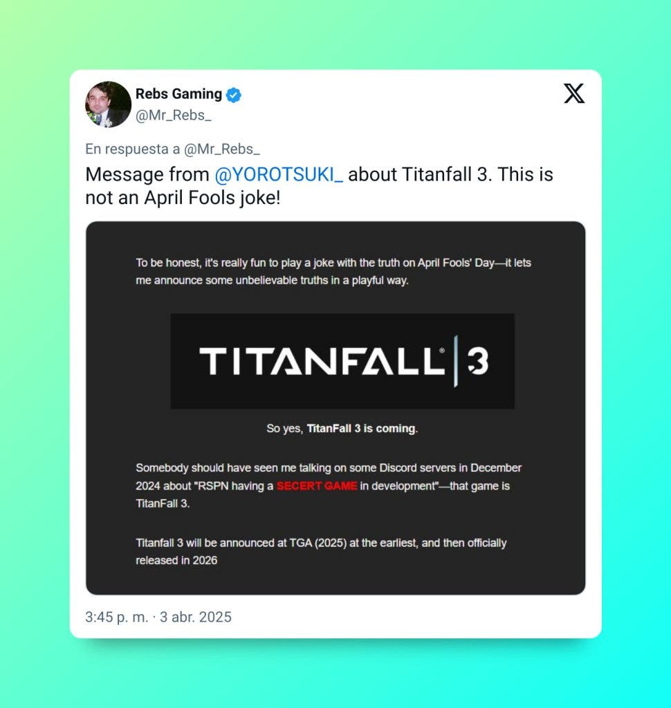 Un sueño que podría ser realidad: Titanfall 3 estaría en desarrollo y llegaría el próximo año