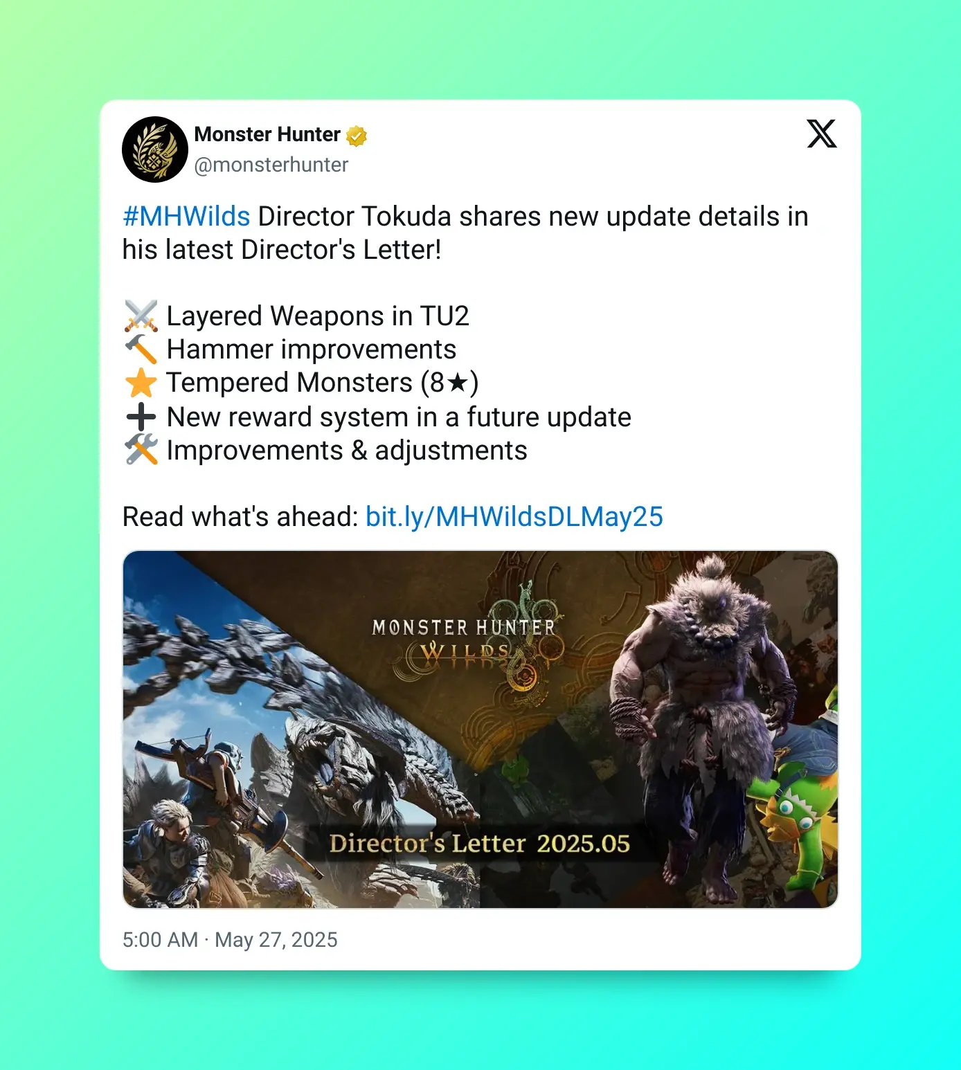 El director de Monster Hunter Wilds adelanta qué podemos esperar de la actualización 2.0 para verano