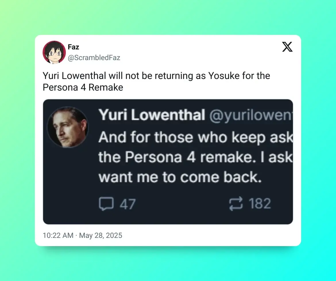 Un reconocido actor de voz confirma la existencia de Persona 4 Remake, pero anunció que no volverá para esta versión del juego 103