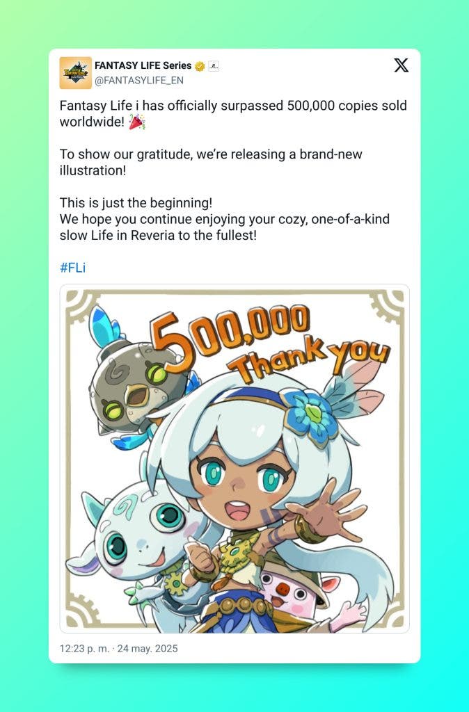Level-5 celebra el éxito inicial de Fantasy Life i: La pequeña ladrona del tiempo con sus más de 500.000 copias vendidas en sus primeros días 100