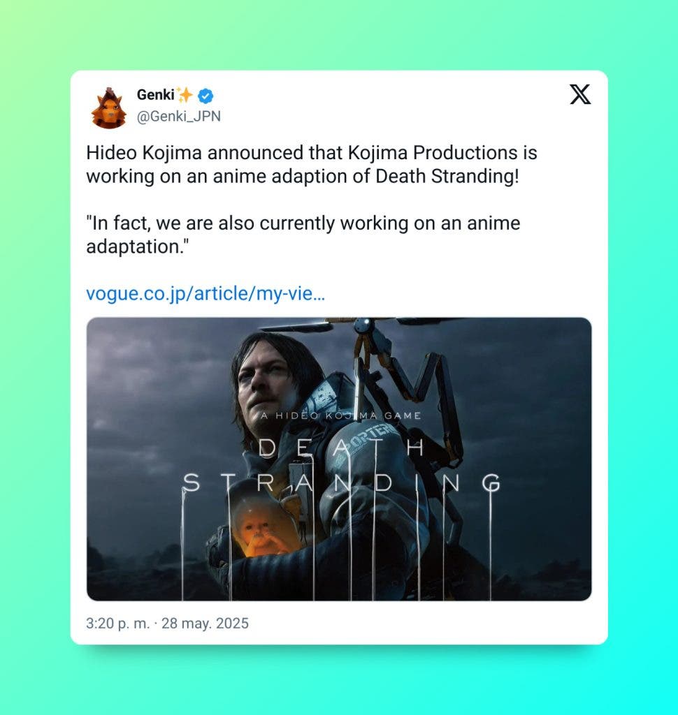 Del videojuego a la animación: Hideo Kojima ha confirma la existencia de un anime de Death Stranding 104