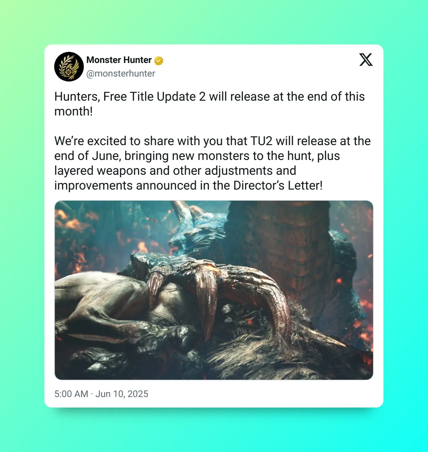 Monster Hunter Wilds anuncia cuando llegará la actualización TU2 al juego, y no habrá que esperar mucho