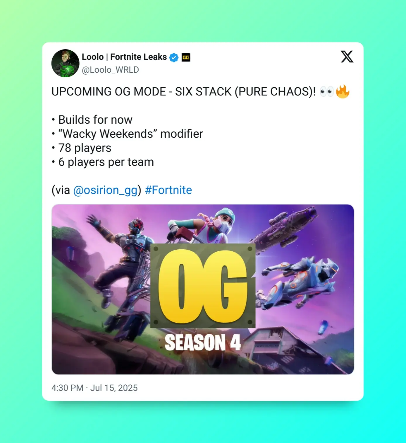 Fortnite no para de innovar y traerá un nuevo modo de juego caótico con equipos de hasta 6 jugadores en Battle Royale