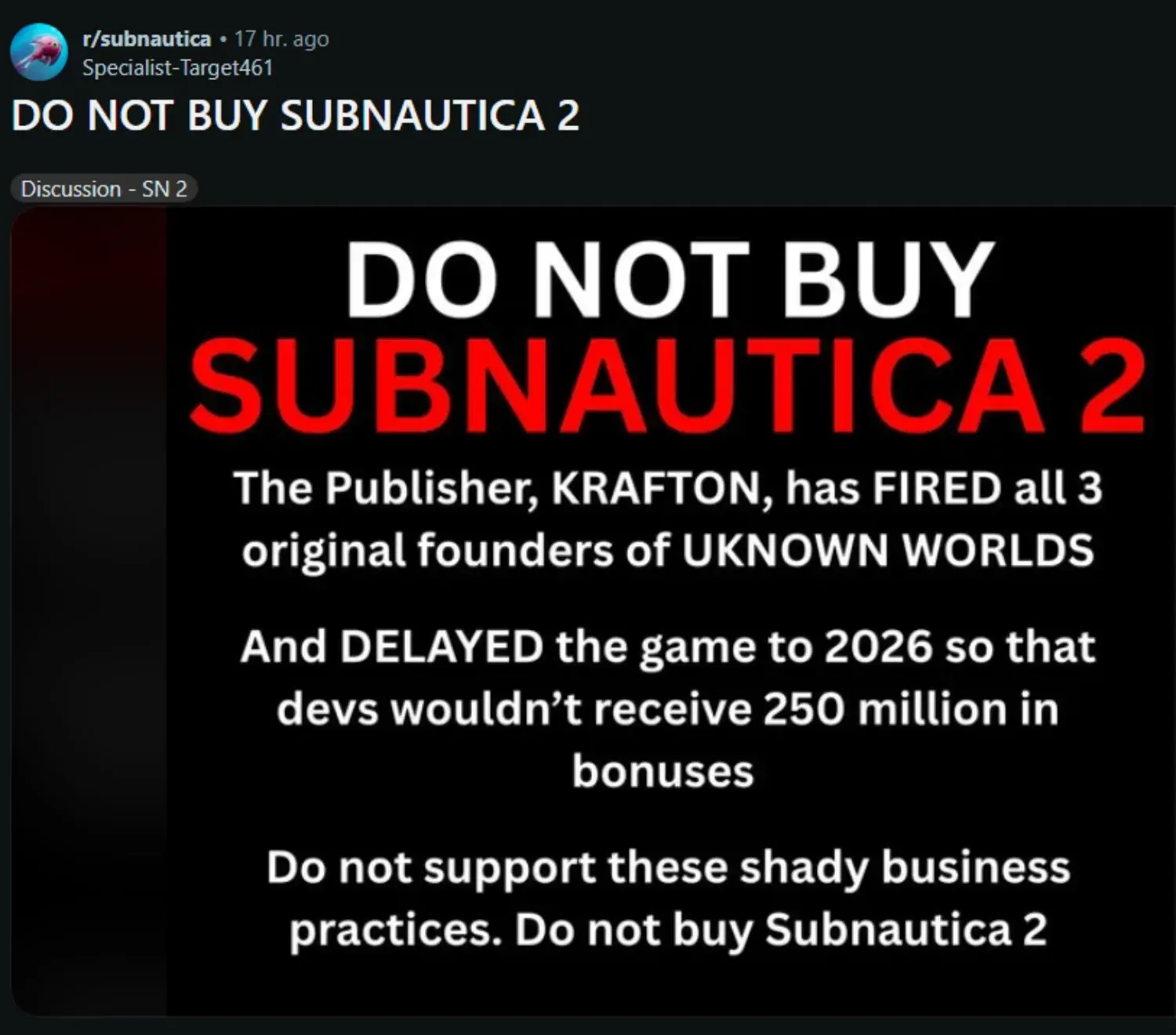 Krafton retrasaría el lanzamiento de Subnautica 2 para evitar pagar a los desarrolladores originales del juego