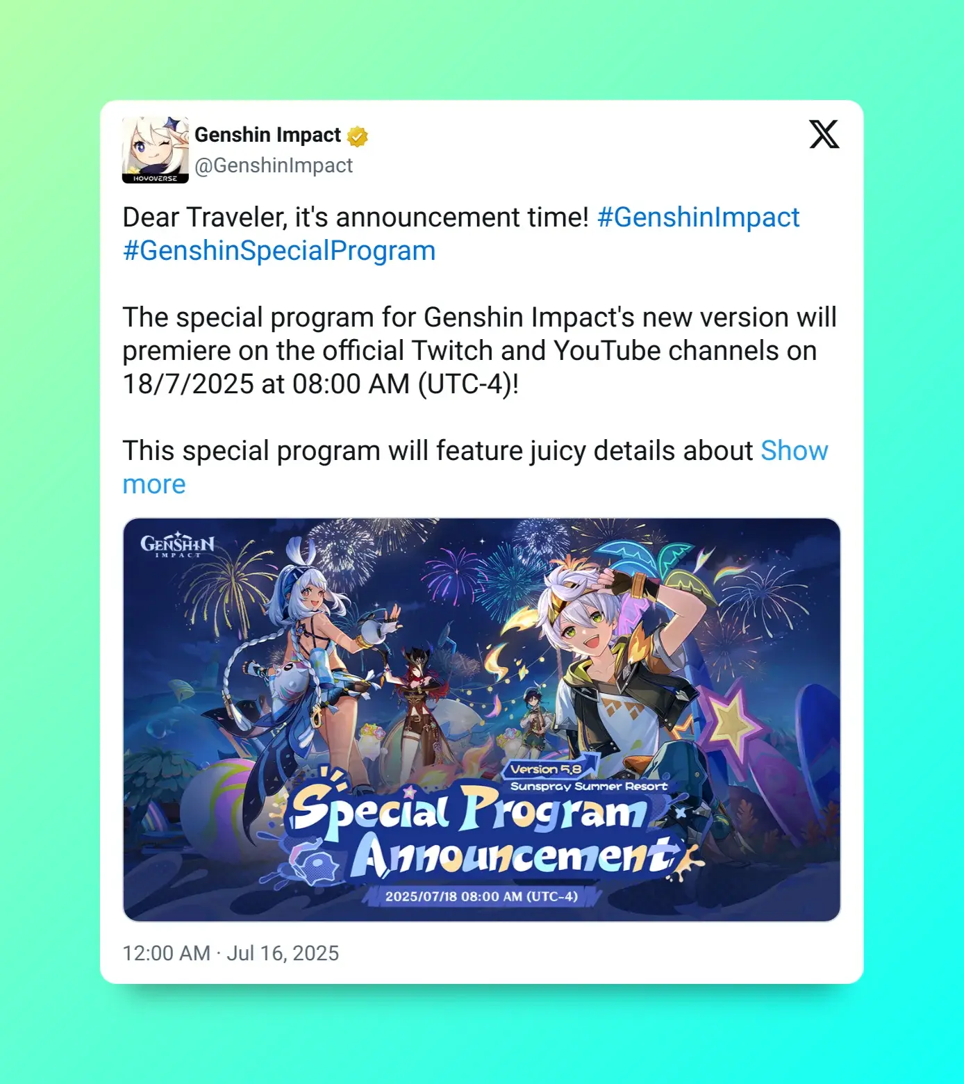 No te pierdas 300 protogemas gratis con el nuevo Livestream Especial de Genshin Impact 5.8: Cuando y donde verlo